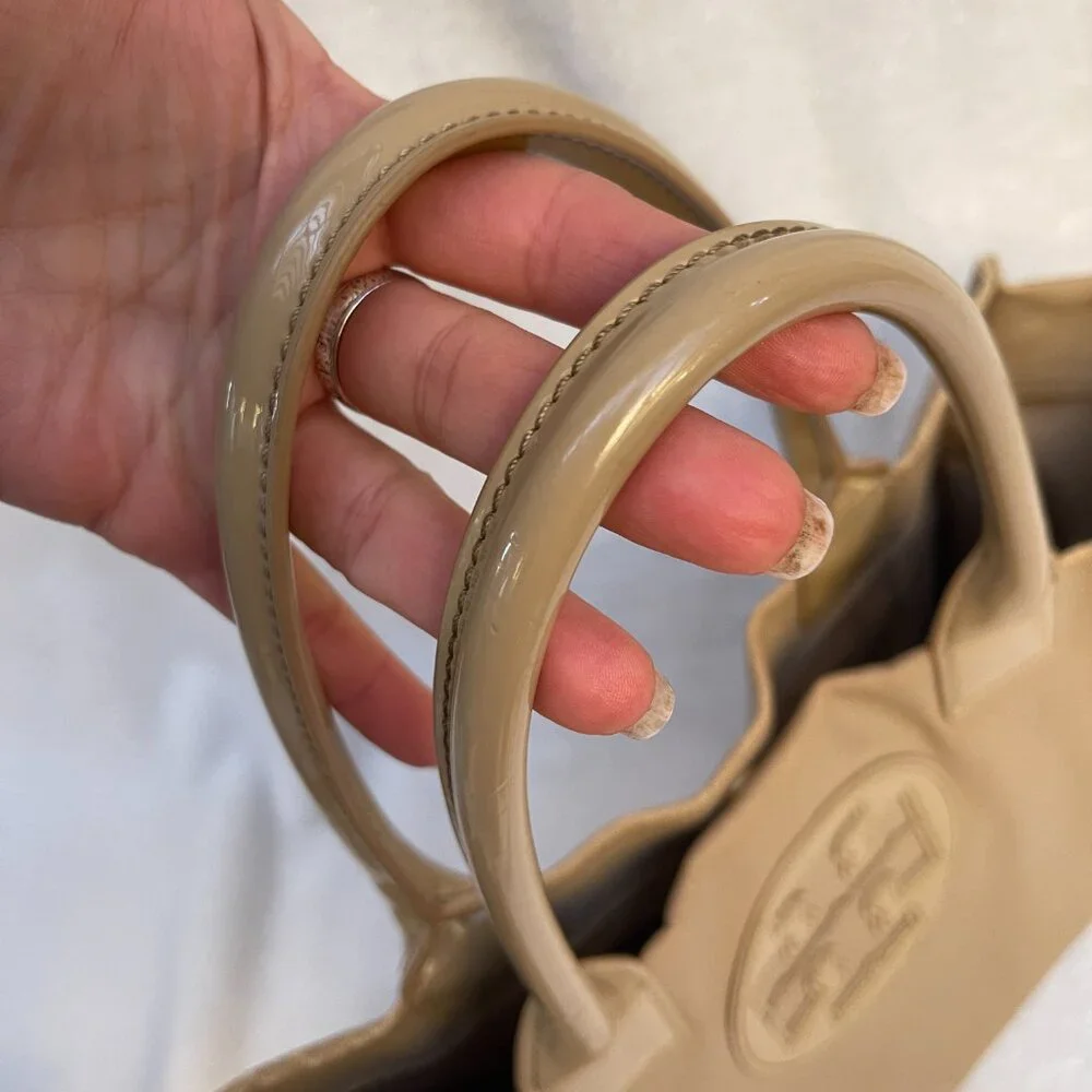 Tory Burch Nude Coated canvas and patent leather Ella tote bag